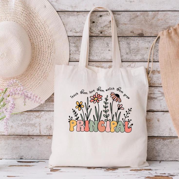 Retro Vintage Floral Principal Shirt For Women Teachers Day Canvas Tote Bag, gift for family, gift for coworker Retro Vintage Floral Principal Shirt For Women Teachers Day Canvas Tote Bag, gift for family, gift for coworker