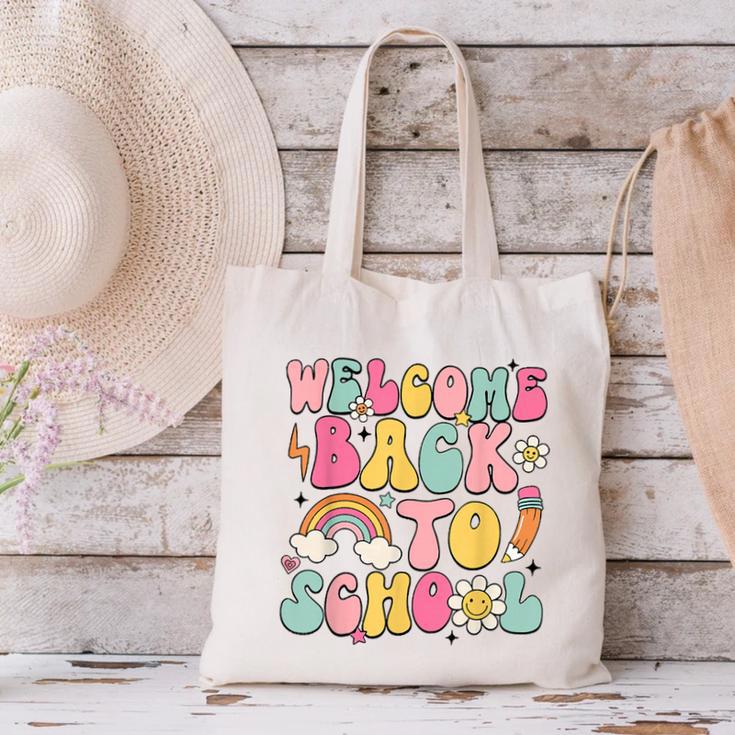 Retro Welcome Back To School Teacher Appreciation Boys Girls Canvas Tote Bag, gift for family, gift for coworker Retro Welcome Back To School Teacher Appreciation Boys Girls Canvas Tote Bag, gift for family, gift for coworker