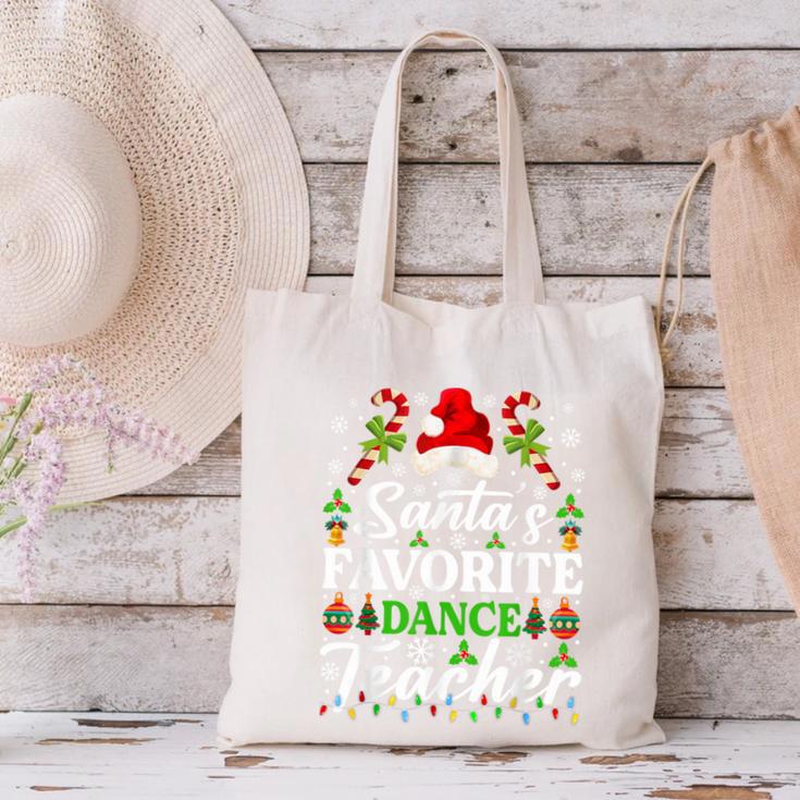 Santa's Favorite Dance Teacher Shirt Christmas Pajama Canvas Tote Bag, gift for family, gift for coworker