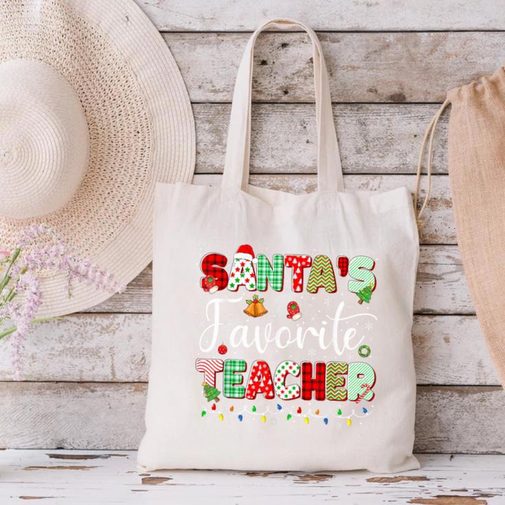 Santas Favorite Teacher Christmas Matching Xmas Men Women Canvas Tote Bag, gift for family, gift for coworker