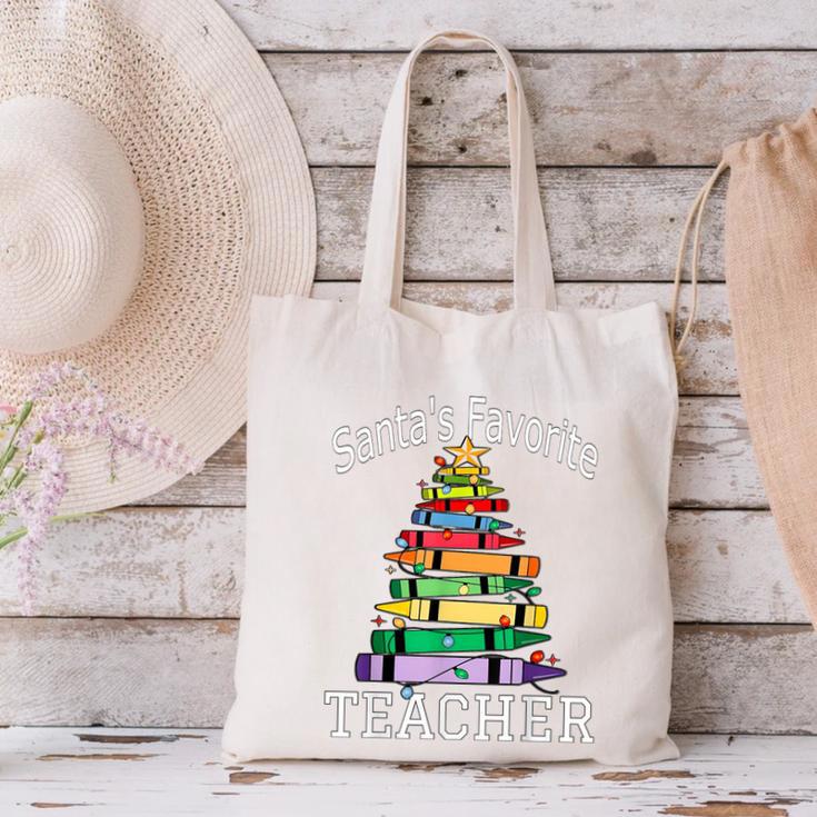 Santa's Favorite Teacher Idea For Christmas Teachers Canvas Tote Bag, gift for family, gift for coworker