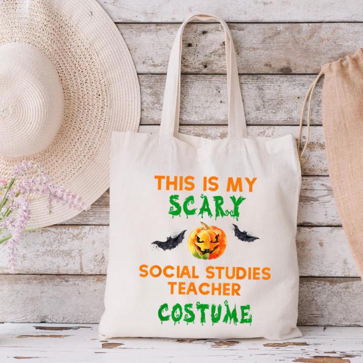 My Scary Social Studies Teacher Costume Halloween Men Women Canvas Tote Bag, gift for family, gift for coworker My Scary Social Studies Teacher Costume Halloween Men Women Canvas Tote Bag, gift for family, gift for coworker