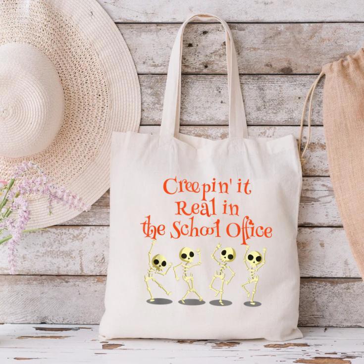 School Office Clerk Creepin' It Real HALLOWEEN Teacher Shirt Canvas Tote Bag, gift for family, gift for coworker School Office Clerk Creepin' It Real HALLOWEEN Teacher Shirt Canvas Tote Bag, gift for family, gift for coworker