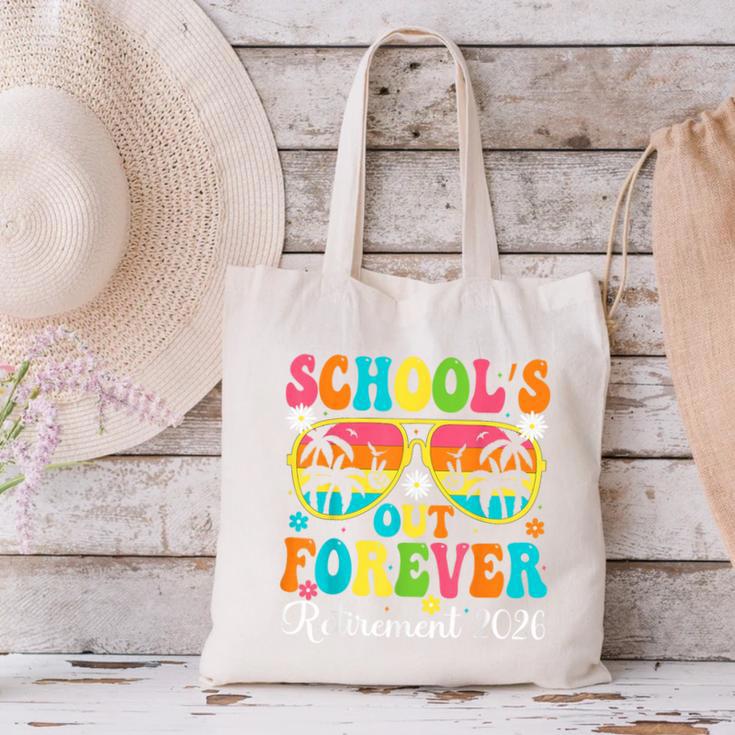 School's Out Forever Retirement 2026 Retro Retired Teacher Canvas Tote Bag, gift for family, gift for coworker