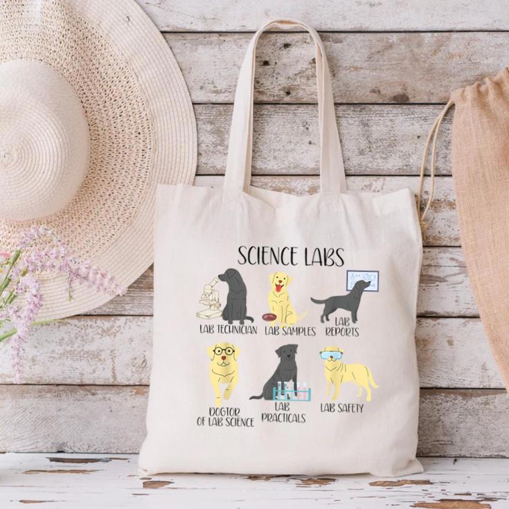 Science Labs Dogs Labrador Retriever Science Teacher Canvas Tote Bag, Science Teacher Tote Bags, gift for family, gift for coworker