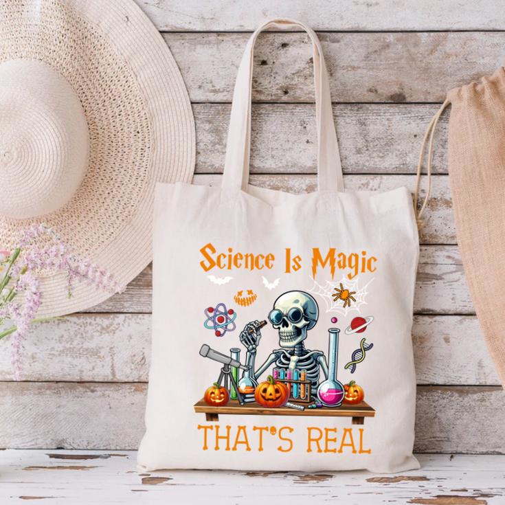 Science Is Magic Halloween Skeleton Students Teacher Canvas Tote Bag, Science Teacher Tote Bags, gift for family, gift for coworker