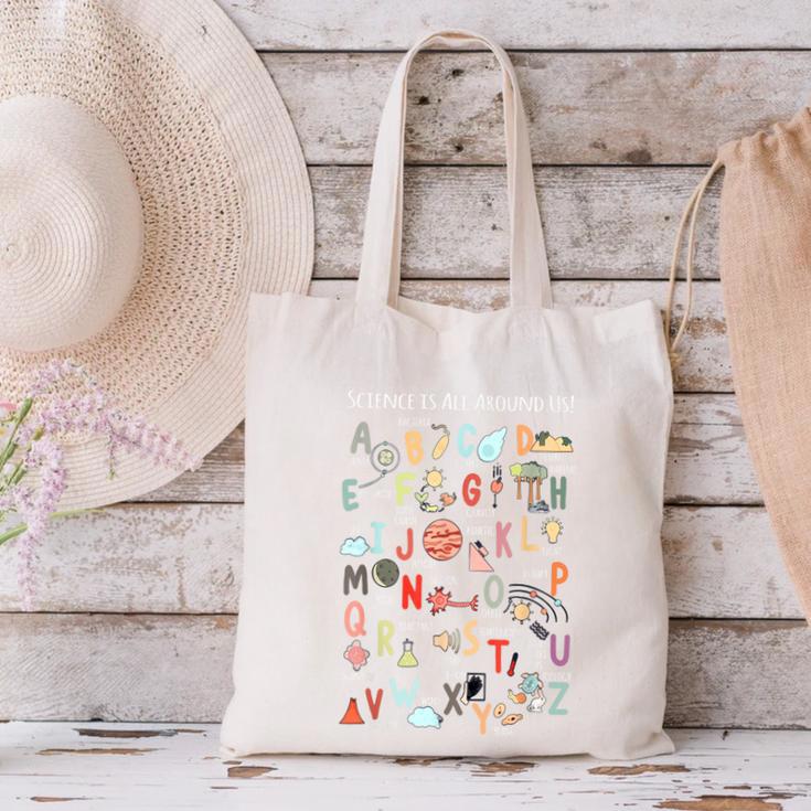 Science Teacher Alphabet Science Is All Around Us Teacher Canvas Tote Bag, Science Teacher Tote Bags, gift for family, gift for coworker Science Teacher Alphabet Science Is All Around Us Teacher Canvas Tote Bag, Science Teacher Tote Bags, gift for family, gift for coworker