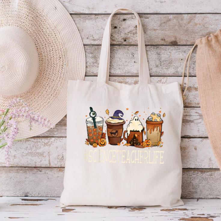 Science Teacher Horror Fall Coffee Halloween Pumpkin Autumn Canvas Tote Bag, Science Teacher Tote Bags, gift for family, gift for coworker Science Teacher Horror Fall Coffee Halloween Pumpkin Autumn Canvas Tote Bag, Science Teacher Tote Bags, gift for family, gift for coworker