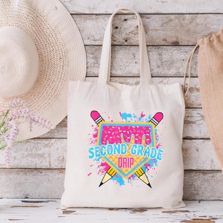 Second Grade Drip Ice Cream Home Plate Baseball Teachers Kid Canvas Tote Bag, gift for family, gift for coworker