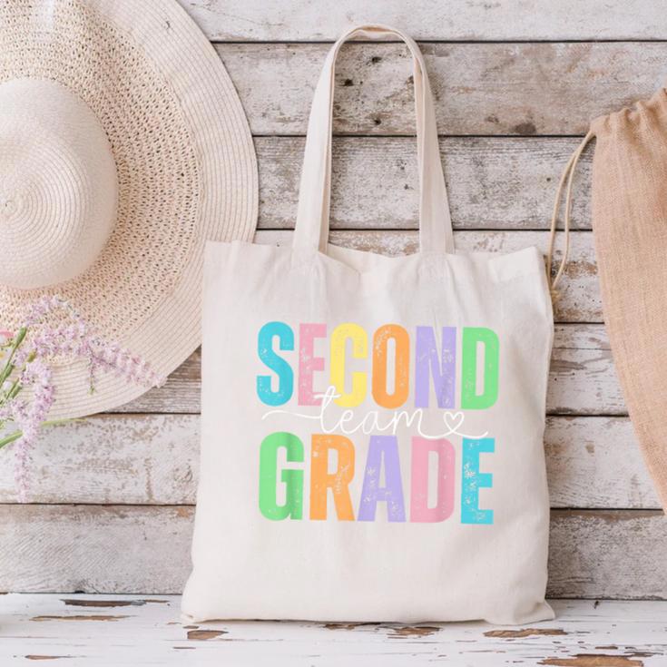 Second Grade Team Heart Teacher Student Back To School Girls Canvas Tote Bag, gift for family, gift for coworker Second Grade Team Heart Teacher Student Back To School Girls Canvas Tote Bag, gift for family, gift for coworker