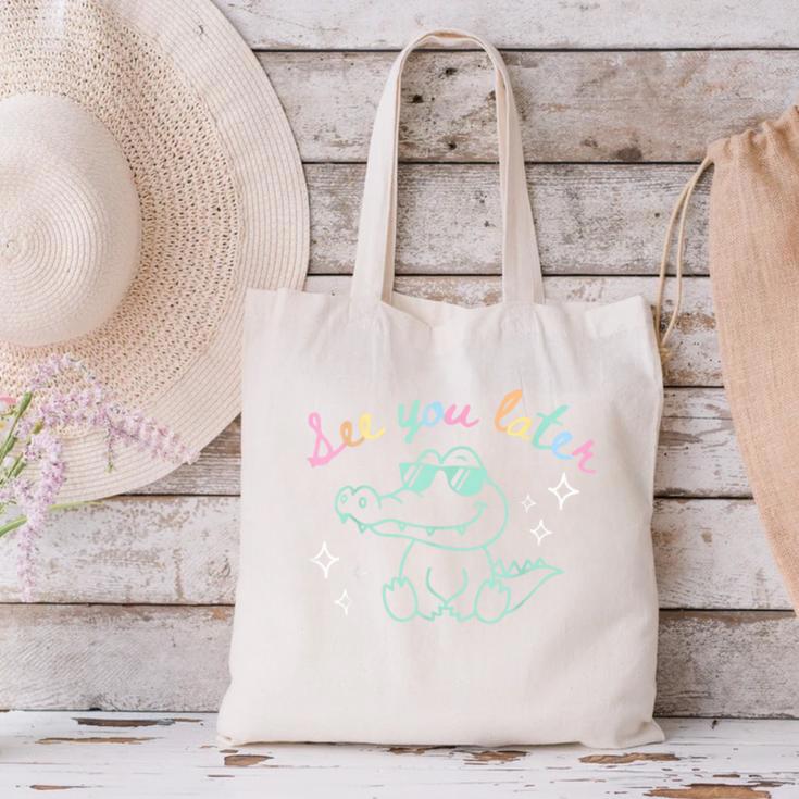 See You Later End Of School Alligator Teacher Appreciation Canvas Tote Bag, gift for family, gift for coworker See You Later End Of School Alligator Teacher Appreciation Canvas Tote Bag, gift for family, gift for coworker