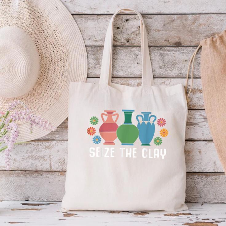 Seize The Clay Pottery Teacher Ceramics Potter Maker Canvas Tote Bag, gift for family, gift for coworker Seize The Clay Pottery Teacher Ceramics Potter Maker Canvas Tote Bag, gift for family, gift for coworker