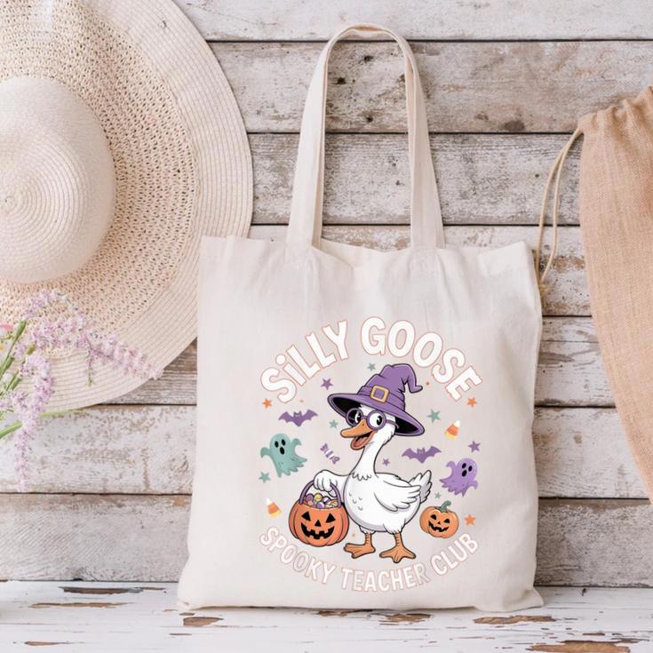Silly Goose Spooky Teacher Club Halloween Witch Ghost Canvas Tote Bag, gift for family, gift for coworker Silly Goose Spooky Teacher Club Halloween Witch Ghost Canvas Tote Bag, gift for family, gift for coworker
