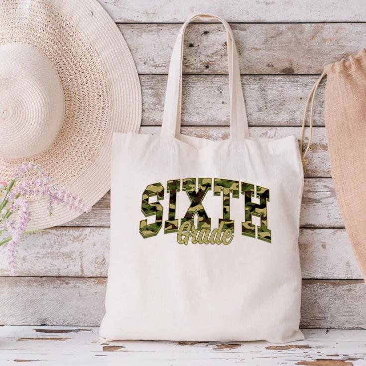 Sixth Grade Teacher Student Camouflage Back To School Canvas Tote Bag, gift for family, gift for coworker Sixth Grade Teacher Student Camouflage Back To School Canvas Tote Bag, gift for family, gift for coworker