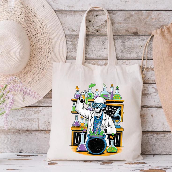Skeleton Mad Scientist Halloween Costume Science Teacher Canvas Tote Bag, Science Teacher Tote Bags, gift for family, gift for coworker Skeleton Mad Scientist Halloween Costume Science Teacher Canvas Tote Bag, Science Teacher Tote Bags, gift for family, gift for coworker