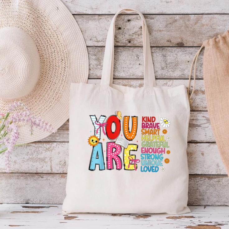 You Are Smart Brave Strong Kind Loved Motivation Teacher Kid Canvas Tote Bag, gift for family, gift for coworker You Are Smart Brave Strong Kind Loved Motivation Teacher Kid Canvas Tote Bag, gift for family, gift for coworker