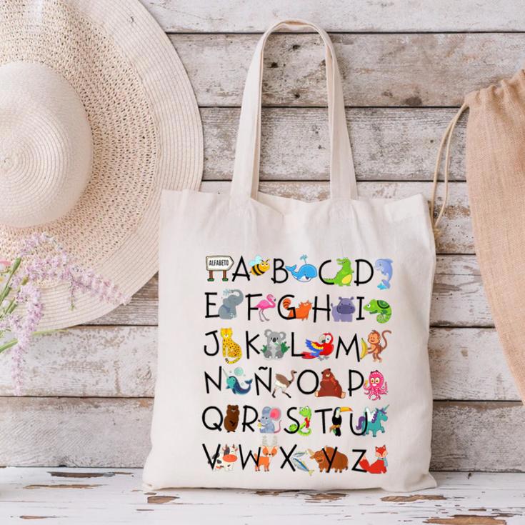 SPANISH ALPHABET MAESTRA SPANISH TEACHER Canvas Tote Bag, gift for family, gift for coworker SPANISH ALPHABET MAESTRA SPANISH TEACHER Canvas Tote Bag, gift for family, gift for coworker