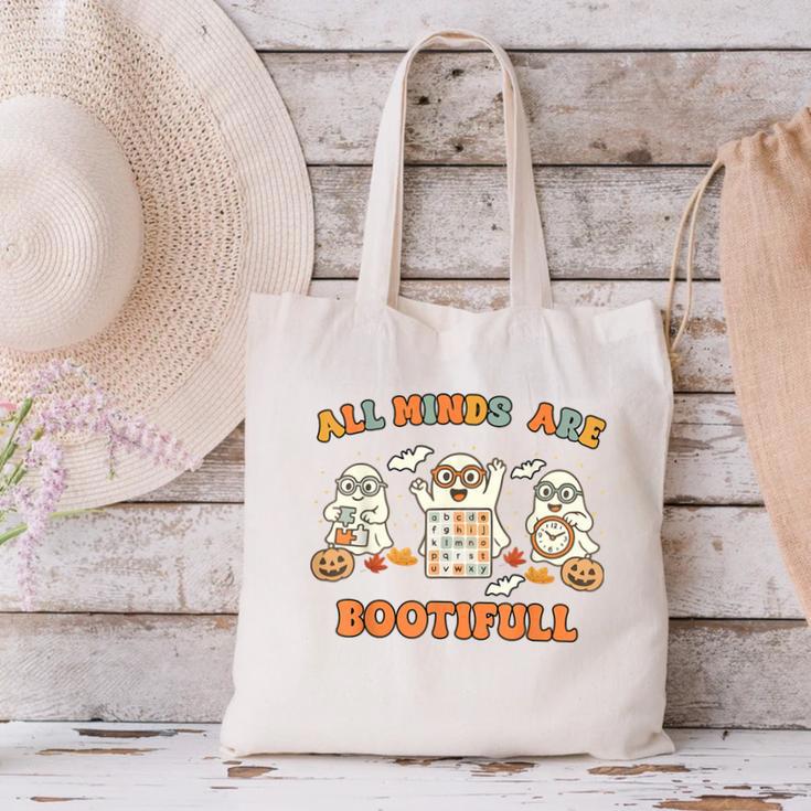 Special Education All Minds SPED Teacher Ghost Halloween Canvas Tote Bag, gift for family, gift for coworker