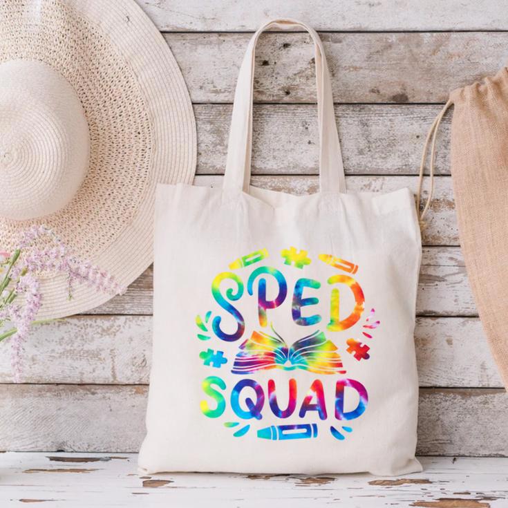 Special Education Teacher Sped Squad SPED Teacher Tie Dye Canvas Tote Bag, gift for family, gift for coworker Special Education Teacher Sped Squad SPED Teacher Tie Dye Canvas Tote Bag, gift for family, gift for coworker