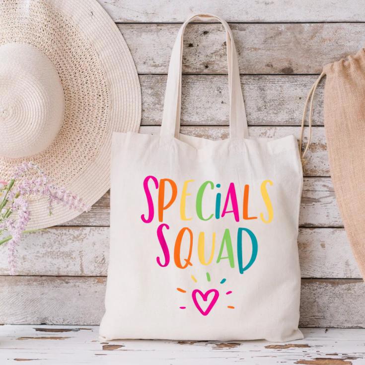 Specials Squad Art Music PE Tech Gym Teacher Team Canvas Tote Bag, Pe Teacher Tote Bags, gift for family, gift for coworker