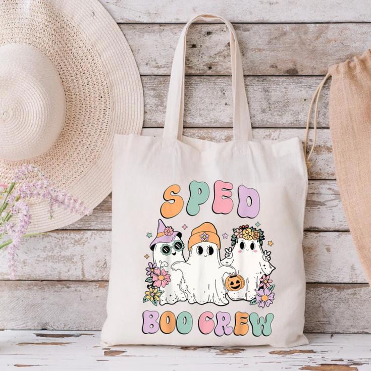 SPED Boo Crew Halloween Floral Ghost Special Ed SPED Teacher For Men Women Kids Canvas Tote Bag, gift for family, gift for coworker SPED Boo Crew Halloween Floral Ghost Special Ed SPED Teacher For Men Women Kids Canvas Tote Bag, gift for family, gift for coworker