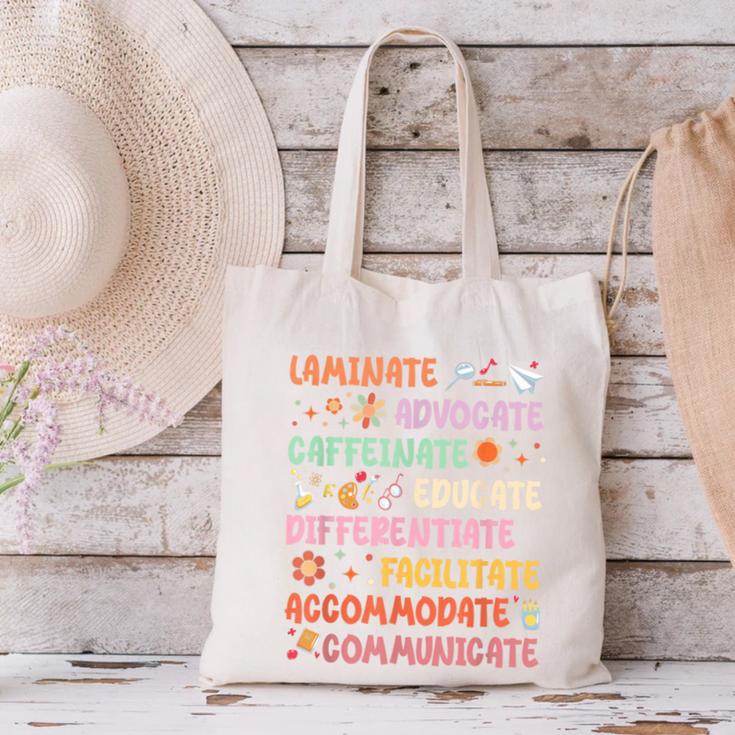 SPED Caffeinate Advocate Laminate Educate Teacher Facilitate For Men Women Canvas Tote Bag, gift for family, gift for coworker SPED Caffeinate Advocate Laminate Educate Teacher Facilitate For Men Women Canvas Tote Bag, gift for family, gift for coworker