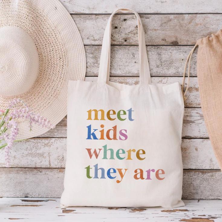 SPED Teacher SLP Meet Kids Where They Are Special Education Canvas Tote Bag, gift for family, gift for coworker SPED Teacher SLP Meet Kids Where They Are Special Education Canvas Tote Bag, gift for family, gift for coworker