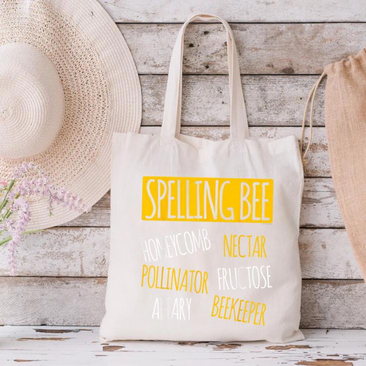 Spelling Bee Halloween Pun Costume Beekeeper Teacher Canvas Tote Bag, gift for family, gift for coworker
