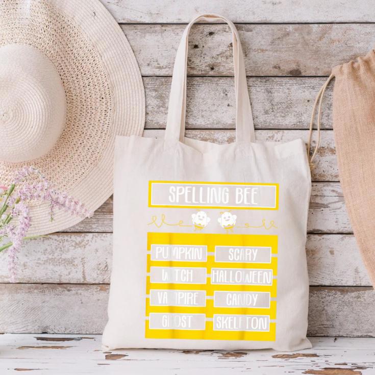Spelling Bee Halloween Teachers Bee Spelling Competition Canvas Tote Bag, gift for family, gift for coworker