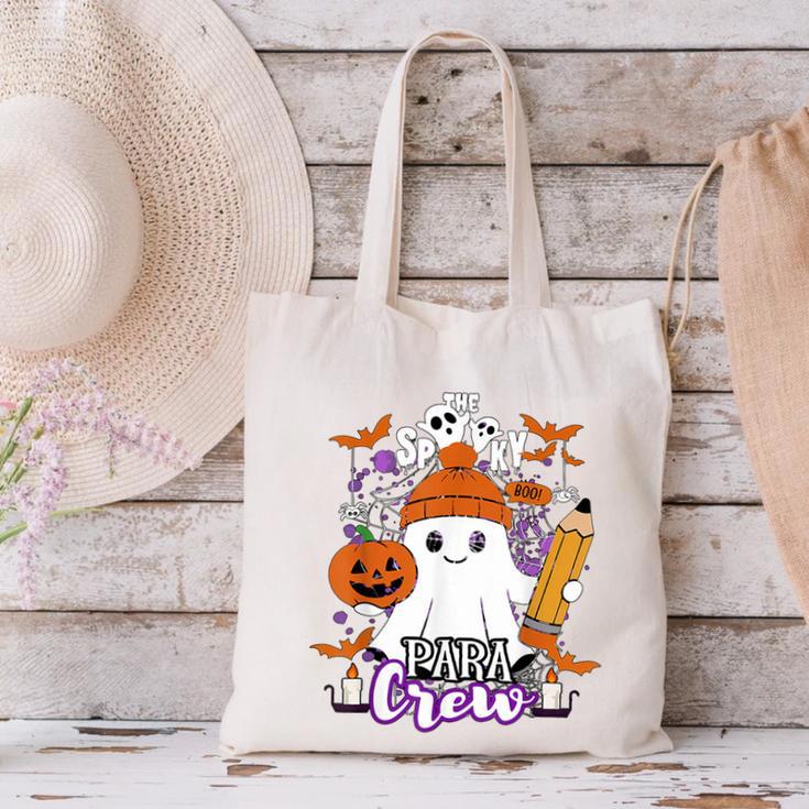 Spooky Para Crew Ghost Halloween Paraprofessional Teacher Canvas Tote Bag, gift for family, gift for coworker Spooky Para Crew Ghost Halloween Paraprofessional Teacher Canvas Tote Bag, gift for family, gift for coworker