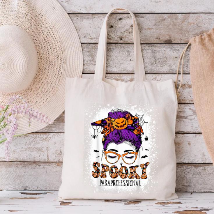 Spooky Paraprofessional Life Halloween Messy Bun Teacher For Men Women Canvas Tote Bag, gift for family, gift for coworker Spooky Paraprofessional Life Halloween Messy Bun Teacher For Men Women Canvas Tote Bag, gift for family, gift for coworker