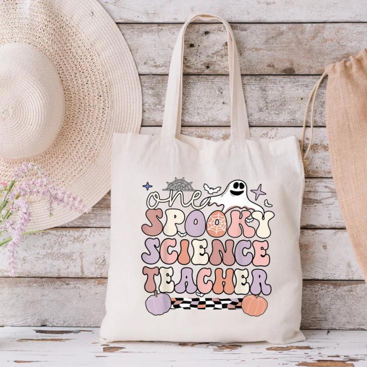 Spooky Science Teacher Halloween Science Teaching For Men Women Canvas Tote Bag, Science Teacher Tote Bags, gift for family, gift for coworker