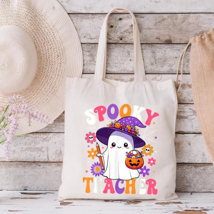 Spooky Teacher Halloween Cute Halloween Teacher Ghost Canvas Tote Bag, gift for family, gift for coworker Spooky Teacher Halloween Cute Halloween Teacher Ghost Canvas Tote Bag, gift for family, gift for coworker