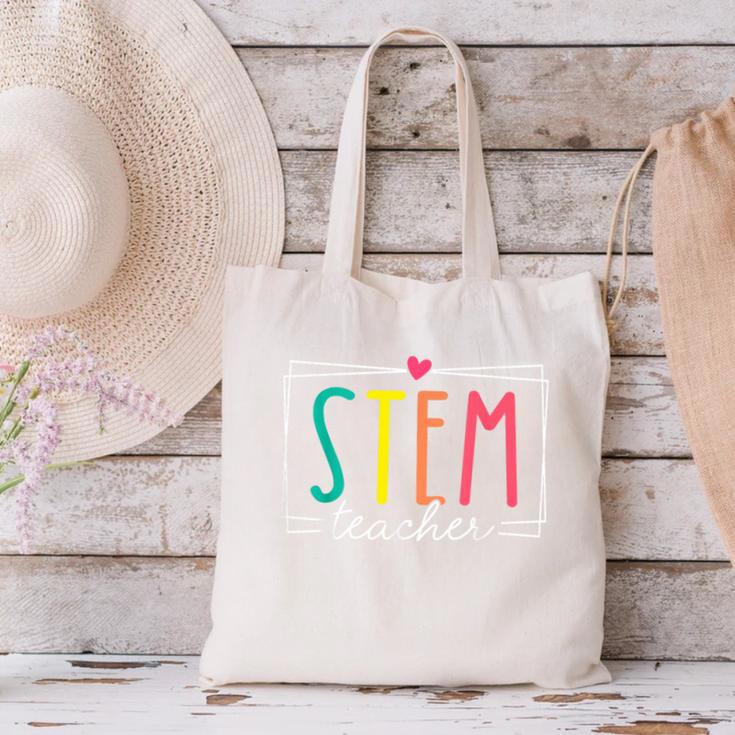 STEM Teacher Science Appreciation Women Back To School Canvas Tote Bag, Science Teacher Tote Bags, gift for family, gift for coworker STEM Teacher Science Appreciation Women Back To School Canvas Tote Bag, Science Teacher Tote Bags, gift for family, gift for coworker
