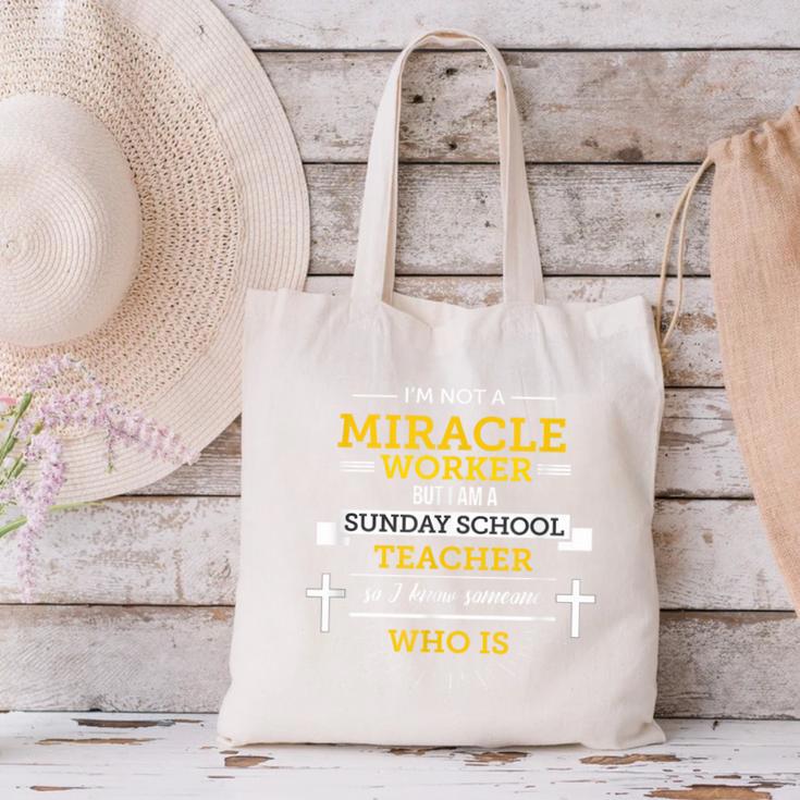 Sunday School Teacher TShirt Miracle Worker Canvas Tote Bag, gift for family, gift for coworker