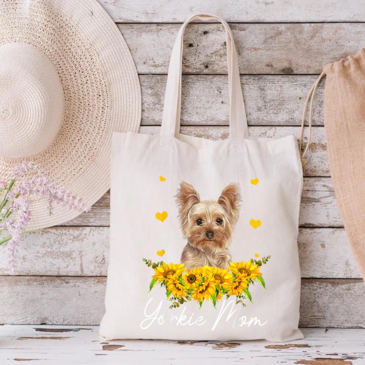 Sunflower Yorkie Mom Dog Lover Canvas Tote Bag, gift for family, gift for coworker
