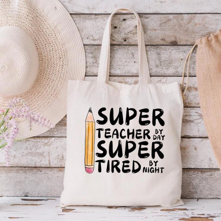 Super Teacher By Day Super Tired By Night Back To School Canvas Tote Bag, Super Teacher Tote Bags, gift for family, gift for coworker Super Teacher By Day Super Tired By Night Back To School Canvas Tote Bag, Super Teacher Tote Bags, gift for family, gift for coworker