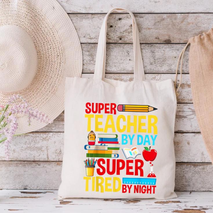 Super Teacher By Day Super Tired By Night Superhero Teacher Canvas Tote Bag, Super Teacher Tote Bags, gift for family, gift for coworker
