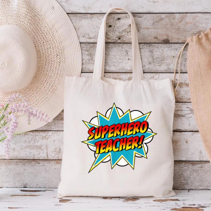 Superhero Teacher Retro Comic Teaching Superpower Canvas Tote Bag, gift for family, gift for coworker