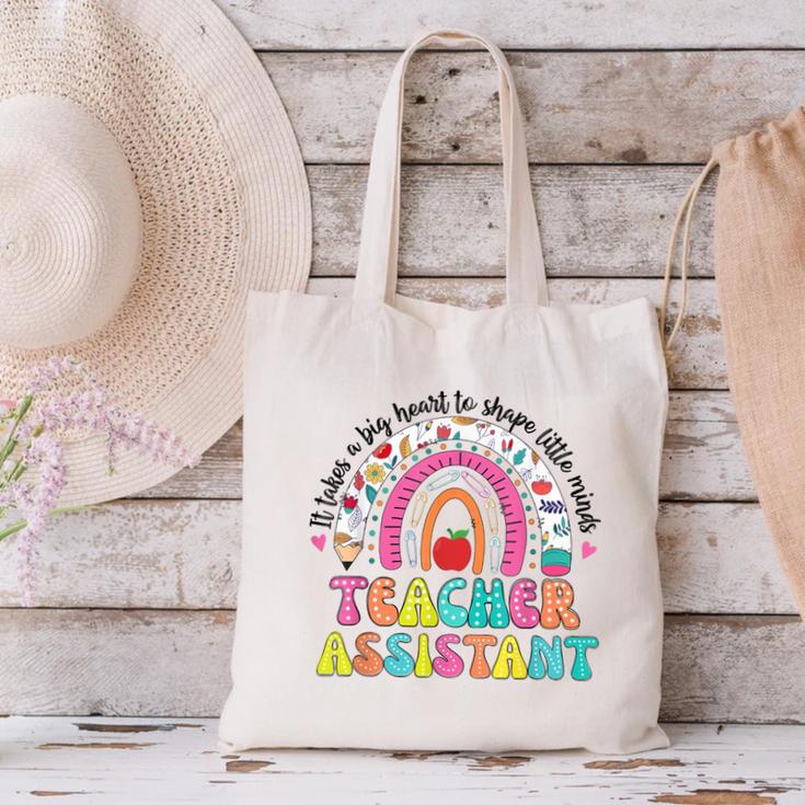 It Takes A Big Heart To Shape Little Minds Teacher Assistant Canvas Tote Bag, gift for family, gift for coworker