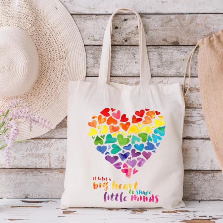 It Takes a Big Heart To Shape Little Minds Teacher Canvas Tote Bag, gift for family, gift for coworker It Takes a Big Heart To Shape Little Minds Teacher Canvas Tote Bag, gift for family, gift for coworker