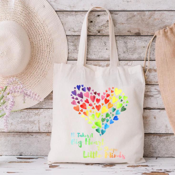 It Takes A Big Heart To Shape Little Minds Teacher Student Men Women Kids Canvas Tote Bag, gift for family, gift for coworker It Takes A Big Heart To Shape Little Minds Teacher Student Men Women Kids Canvas Tote Bag, gift for family, gift for coworker