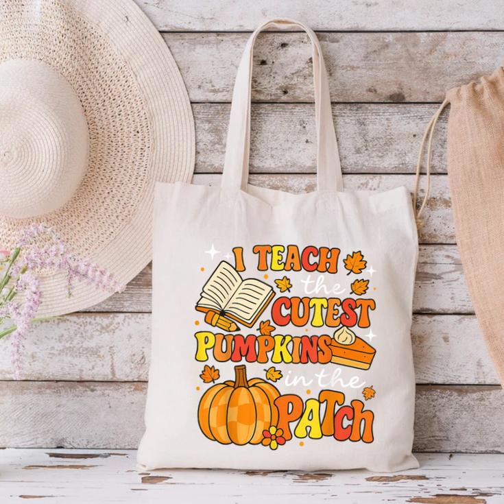 I Teach The Coolest Pumpkins In The Patch Teacher Halloween Canvas Tote Bag, gift for family, gift for coworker