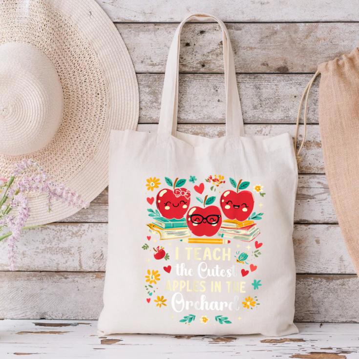 I Teach The Cutest Apples In The Orchard Cute Fall Teacher Canvas Tote Bag, gift for family, gift for coworker I Teach The Cutest Apples In The Orchard Cute Fall Teacher Canvas Tote Bag, gift for family, gift for coworker