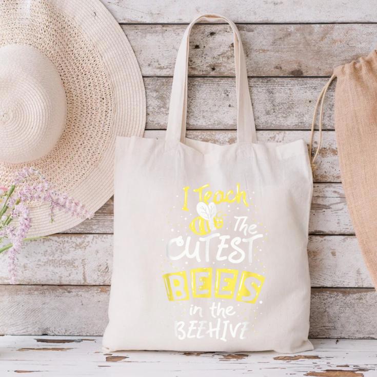 I Teach The Cutest Bees In The Beehive Kindergarten Teacher Canvas Tote Bag, gift for family, gift for coworker