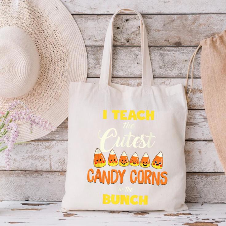 I Teach The Cutest Candy Corn In The Patch Teacher Halloween Canvas Tote Bag, gift for family, gift for coworker