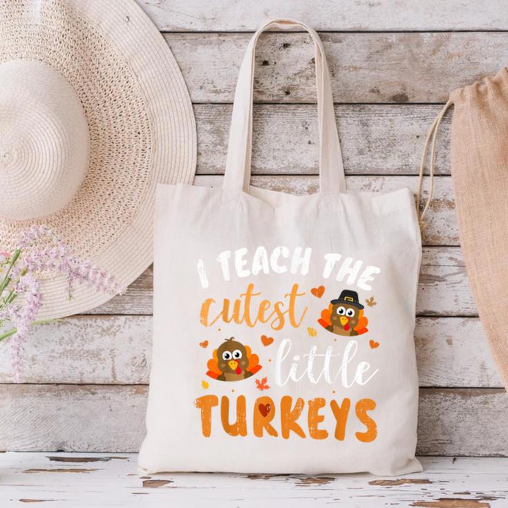 I Teach The Cutest Little Turkeys For Teacher Thanksgiving Canvas Tote Bag, gift for family, gift for coworker I Teach The Cutest Little Turkeys For Teacher Thanksgiving Canvas Tote Bag, gift for family, gift for coworker