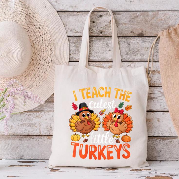 I Teach The Cutest Little Turkeys Teacher Thanksgiving Canvas Tote Bag, gift for family, gift for coworker I Teach The Cutest Little Turkeys Teacher Thanksgiving Canvas Tote Bag, gift for family, gift for coworker