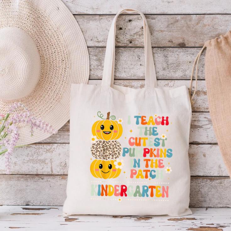 I Teach The Cutest Pumpkins Kindergarten Teacher Halloween Canvas Tote Bag, gift for family, gift for coworker I Teach The Cutest Pumpkins Kindergarten Teacher Halloween Canvas Tote Bag, gift for family, gift for coworker