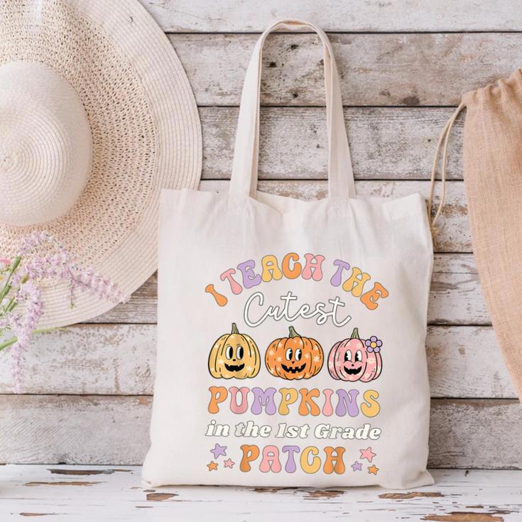 I Teach The Cutest Pumpkins In The Patch 1st Grade Teacher For Men Women Kids Canvas Tote Bag, gift for family, gift for coworker I Teach The Cutest Pumpkins In The Patch 1st Grade Teacher For Men Women Kids Canvas Tote Bag, gift for family, gift for coworker